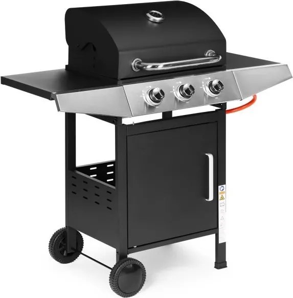 Grill gazowy z pokrywą i termometrem QL-02 na kółkach