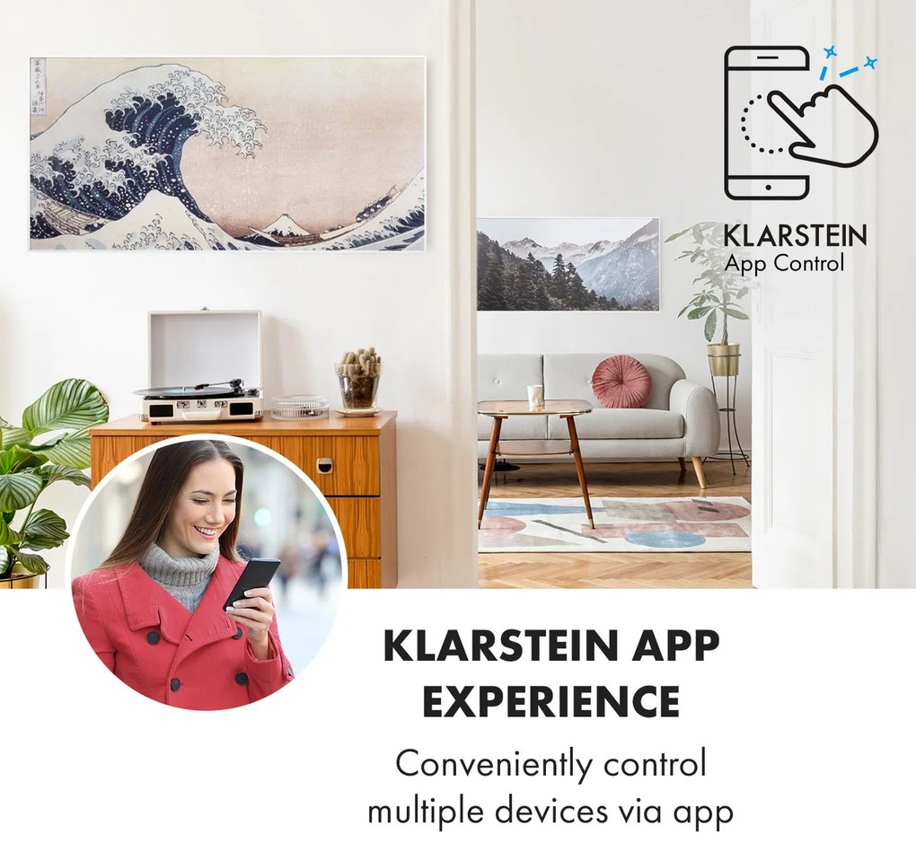 Klarstein Wonderwall Art Smart 700W 60x120cm Obraz na podczerwień Fale