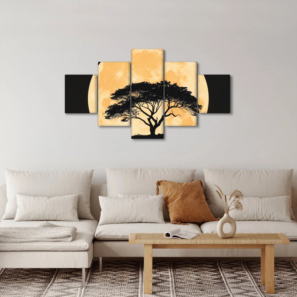 Obraz – Drzewo w złotej pełni księżyca II. (125x70 cm)