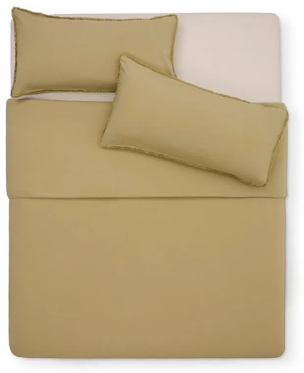 Żółtozielona pościel dwuosobowa z perkalu bawełnianego 240x220 cm Sifinia – Kave Home