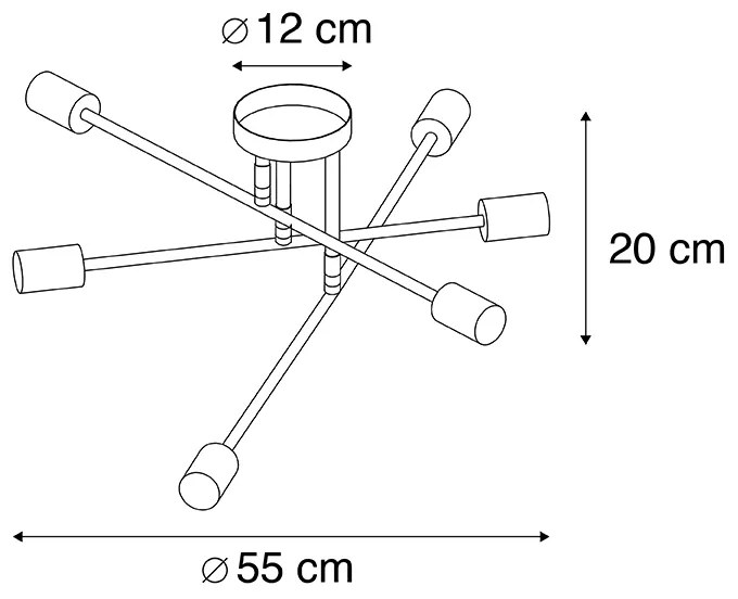 Inteligentna lampa sufitowa art deco mosiądz w tym 6 żarówek WiFi G95 - SydneyPrzemysłowy Oswietlenie wewnetrzne