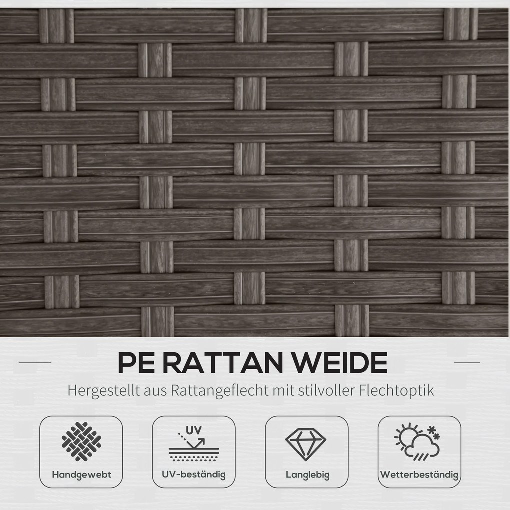 Outsunny Komplet wypoczynkowy z technorattanu, 10-częściowy Komplet stolik z krzesłami, zestaw ogrodowy, zestaw wypoczynkowy, zestaw mebli ogrodowych