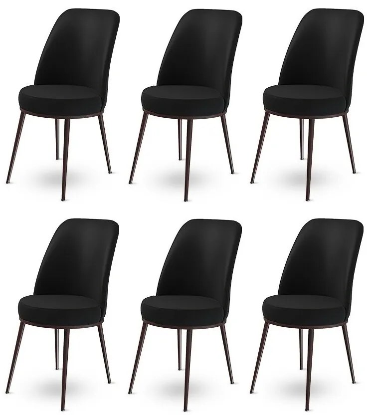Zestaw krzeseł do jadalni Dexa Black and Brown, 6 szt., 6 szt.