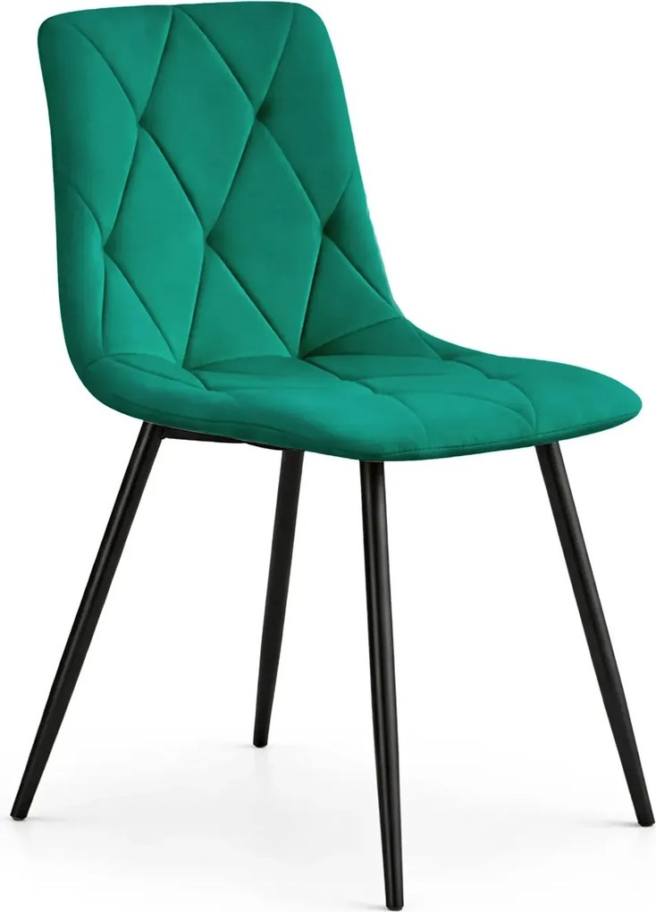 Zestaw 6 zielonych krzeseł tapicerowanych welurem F6-G36