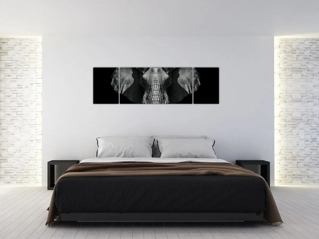 Obraz - Słoń na czarnym tle (170x50 cm)