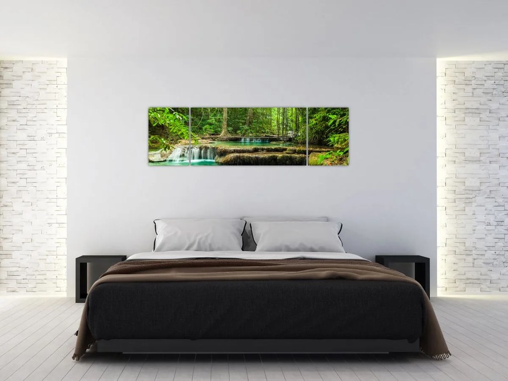 Obraz - Zielony wodospad (170x50 cm)