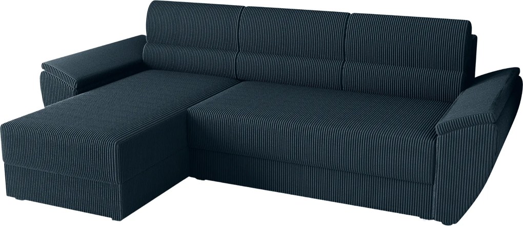 Rozkładana narożna sofa TAVERO 251x140 cm, ciemnoniebieska, uniwersalna