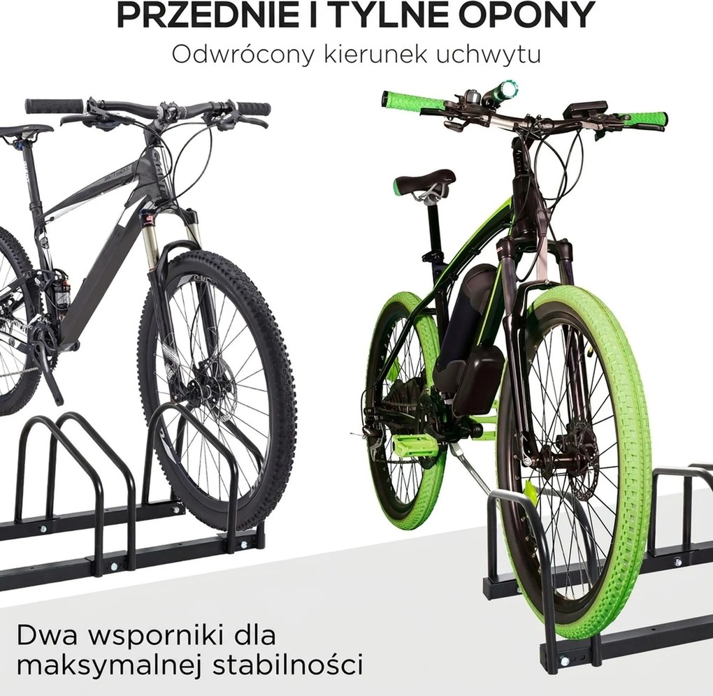 HOMCOM Stojak na 4 rowery Trwały i odporny na warunki atmosferyczne Montaż na ścianie lub podłodze Stal Srebrny 110x33x27cm | Aosom PL