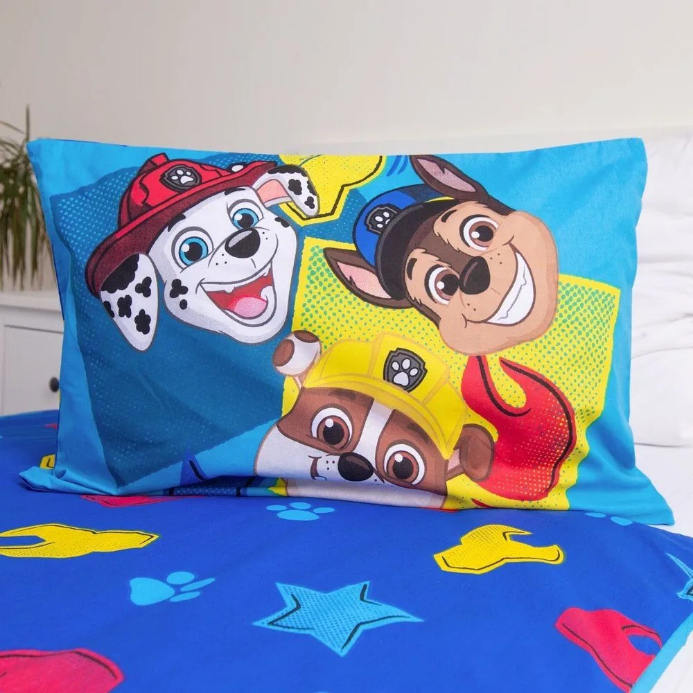 Niebieska bawełniana pościel dziecięca do łóżeczka 100x135 cm Paw Patrol "Pawsome days ahead" – Jerry Fabrics
