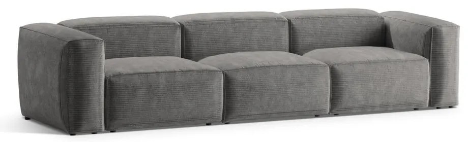 Jasnoszara sztruksowa sofa 364 cm Bergamo – Cosmopolitan Design