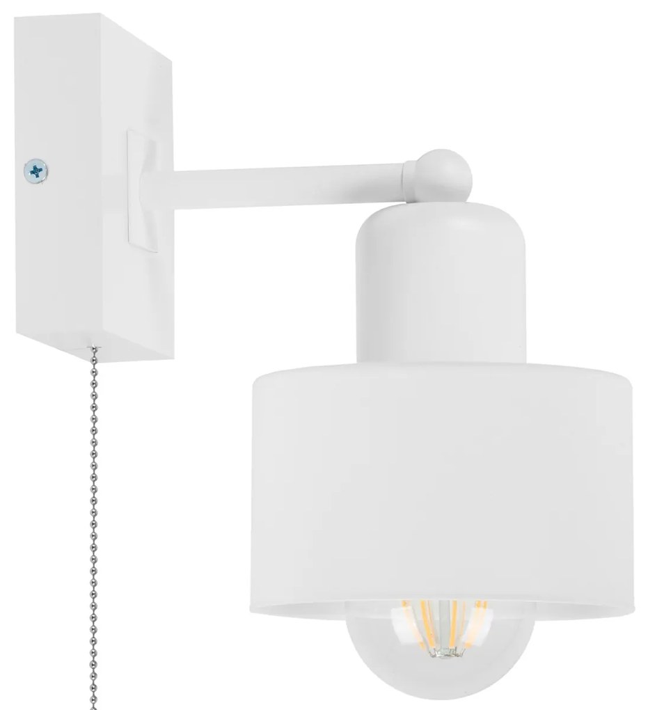 Biały kinkiet LED SHWD-WE10x10WE jednopunktowy z litego drewna z włącz