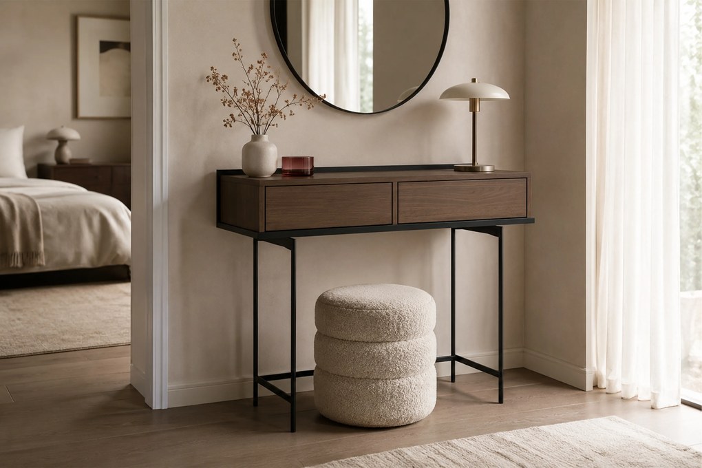 Toaletka Zenar 100 cm z szufladami - orzech elegant / czarny