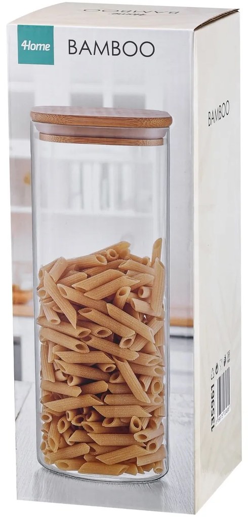 4Home Szklany pojemnik na żywność z pokrywką Bamboo, 2000 ml, 2000 ml