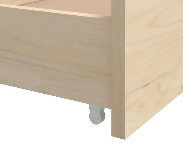 Sosnowe pojedyncze łóżko z szufladami 90x200 - Kamos