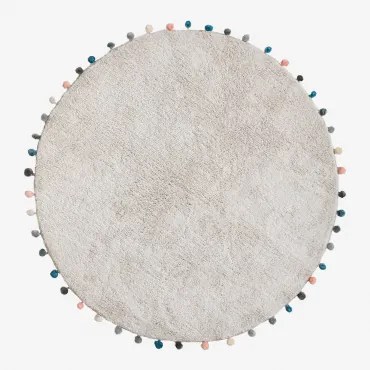 Okrągły Dywan Ø126 Cm Z Bawełny Cinder Kids Gris Nube - Sklum