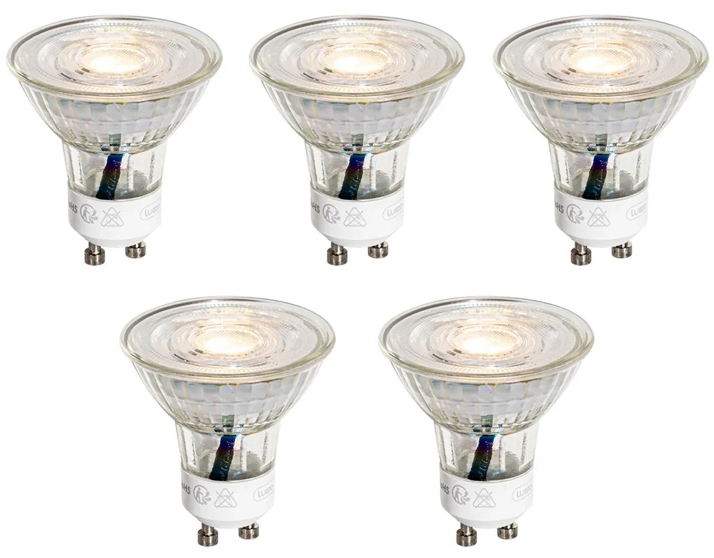 Zestaw 5 przezroczystych żarówek LED GU10 50mm 3W 230 lm 2700K