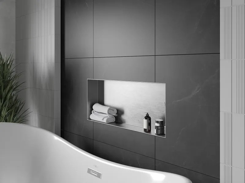 Mexen X-Wall-NR półka wnękowa bez kołnierza 75 x 30 cm, inox - 1911753010