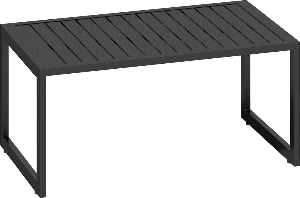 Outsunny Stolik Boczny z Aluminium z Designem Lamelkowym, Odporny na Warunki Atmosferyczne, 90 x 50 x 42 cm, Czarny