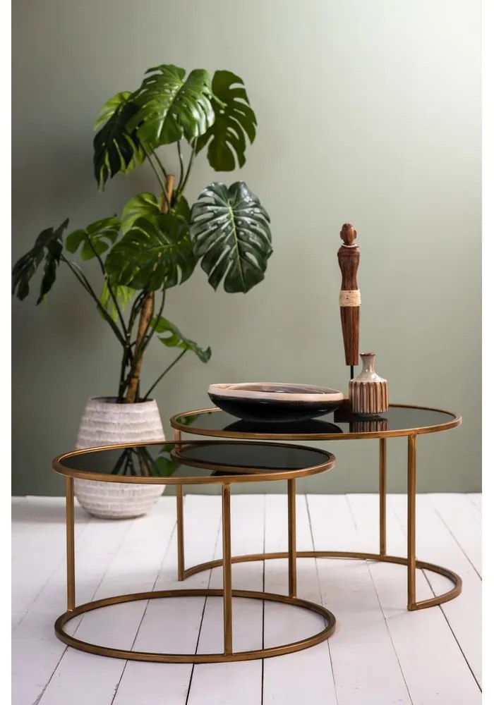 Szklane okrągłe stoliki w kolorze złotym zestaw 2 szt. ø 75 cm Duarte – Light & Living