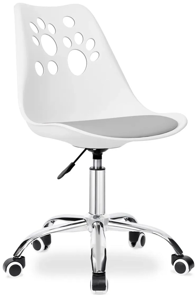 Dziecięcy biały fotel z szarą poduszką G8-N86