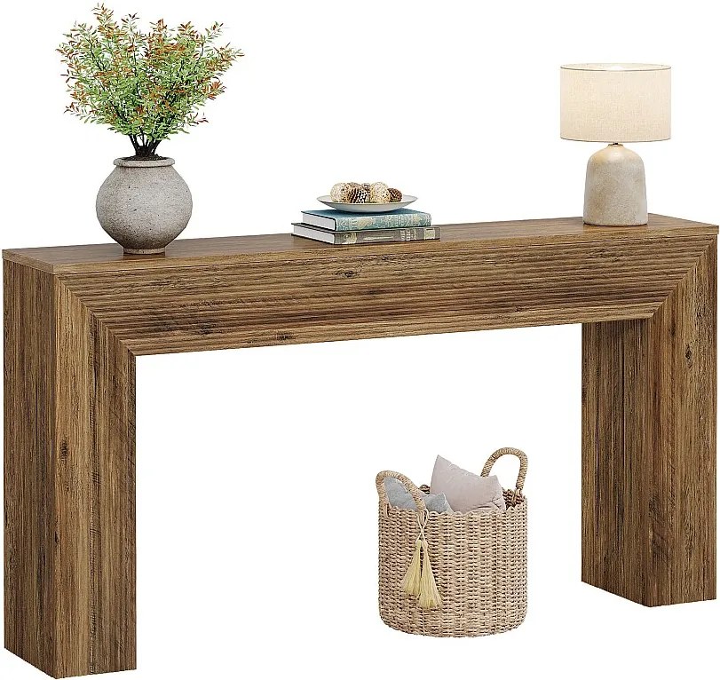 Stolik konsolowy 160 cm, rustykalny, żłobiony stolik kawowy za kanapą do przedpokoju