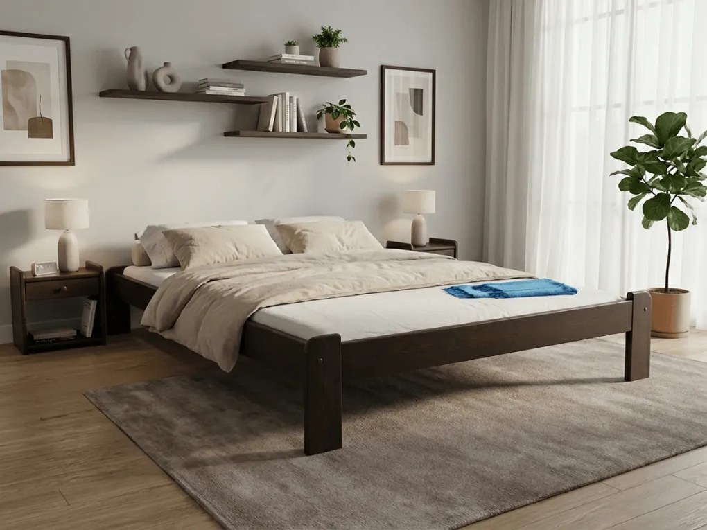 Łóżko ADA 160 x 200 cm, orzech Stelaż: Ze stelażem listwowym rolowanym, Materac: Materac Sommera 18 cm