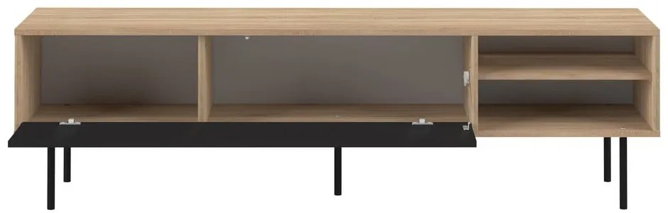 Czarna szafka pod TV w dekorze dębu 165x40 cm Ampère – TemaHome