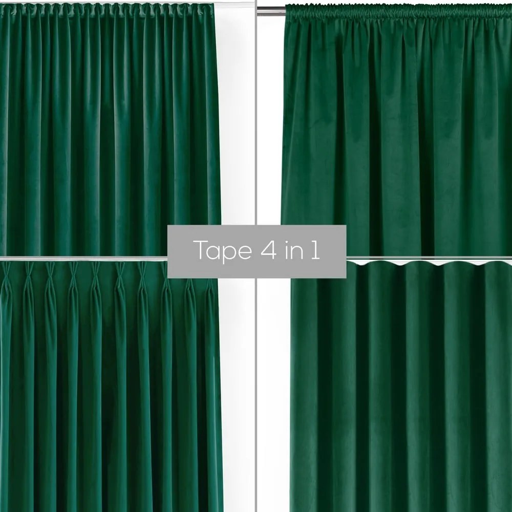 Zielona aksamitna zasłona częściowo zaciemniająca (dimout) 530x175 cm Velto – Filumi