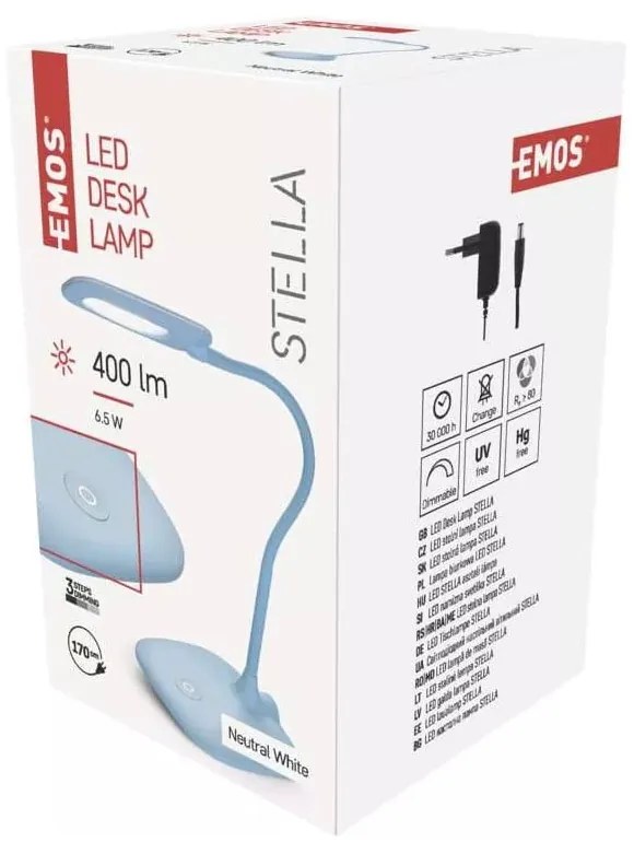 Jasnoniebieska lampa stołowa LED ze ściemniaczem (wys. 55 cm) Stella – EMOS