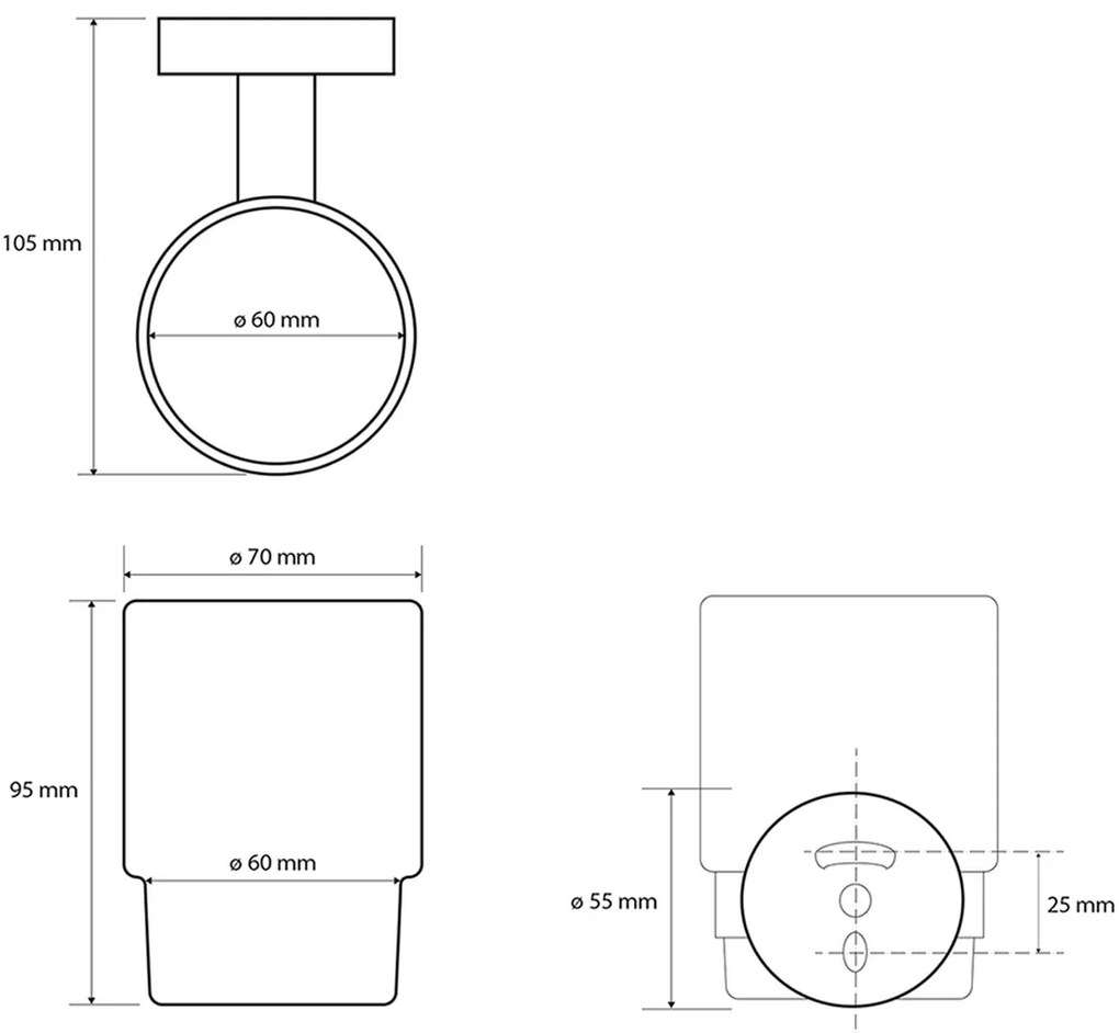 SAPHO XB900 X-round black szklanka, mleczne szkło/czarny