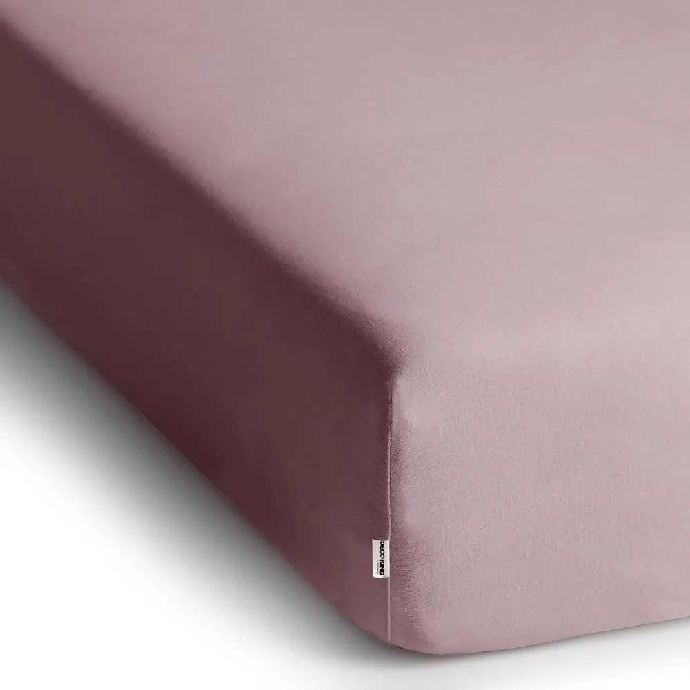 Szaroróżowe dżersejowe prześcieradło z gumką 160x200 cm Amber – Restilo