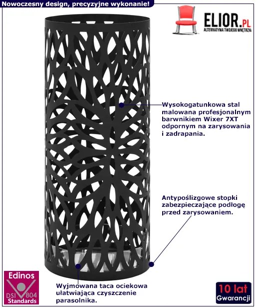 Czarny ażurowy stojak na parasole - Kaspo