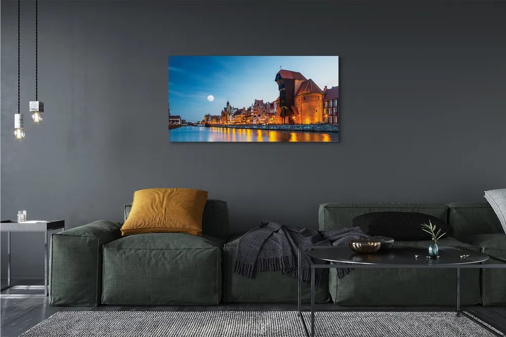 Zdjęcie na płótnie Noc nad Motławą i Starym Miastem