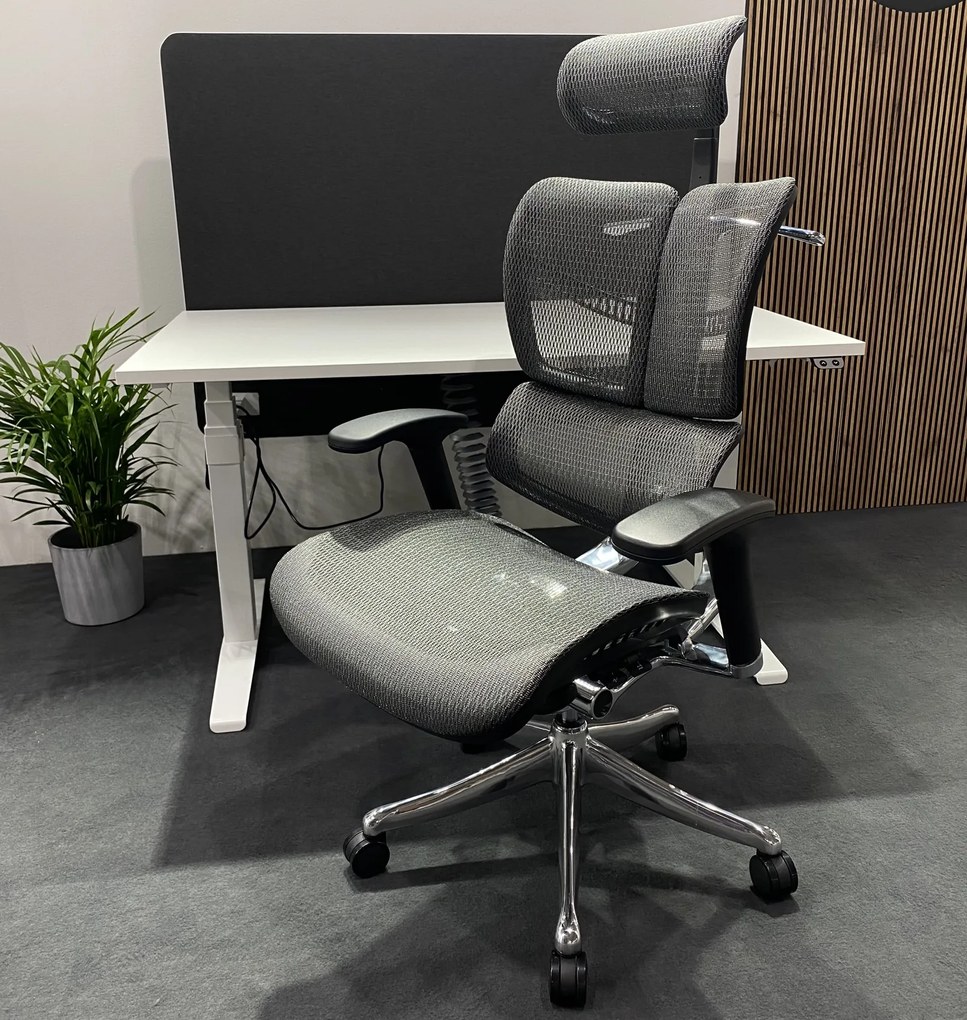 Fotel ergonomiczny z siatki ErgoFly Fly, zgodny z normą BHP