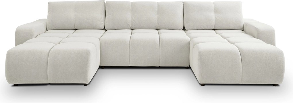 Masseno Narożnik DUCA z funkcją spania i pojemnikiem na pościel Narozniki U, Rozkładana sofa - Kremowy, CURIO 02