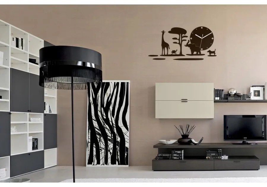 Zegar ścienny naklejany czarny dekoracyjny na ścianę do salonu loft safari