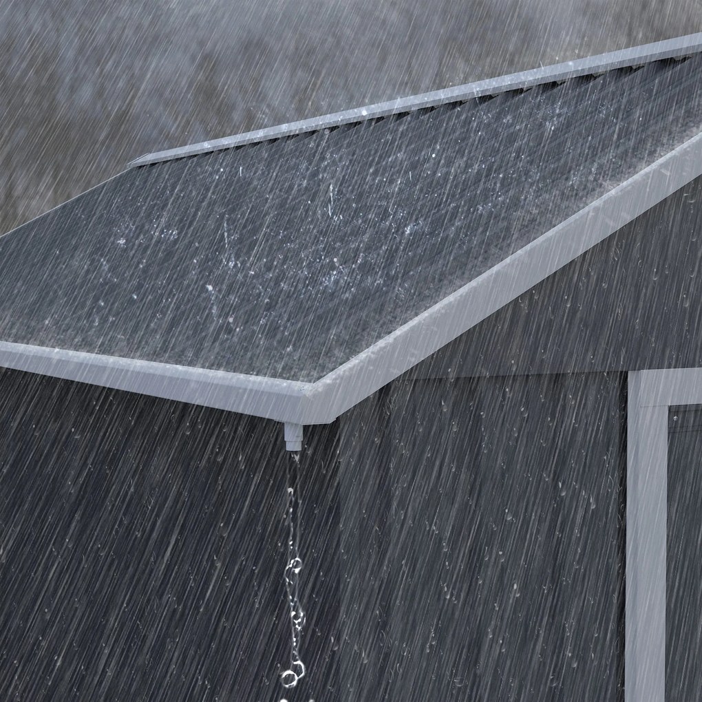 Outsunny Szopa Ogrodowa, Dom Narzędziowy z Metalu, Podwójne Drzwi, Okno, 259x172x222 cm, Szary/Biały