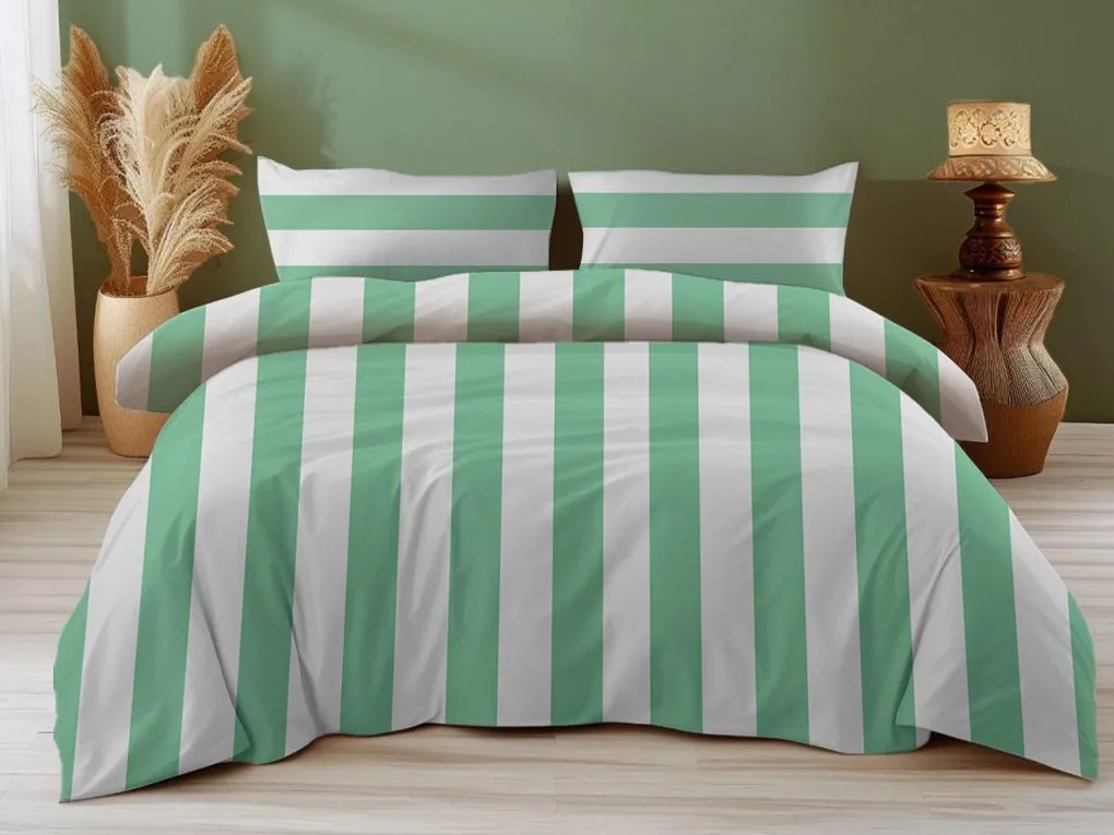 PrzytulneMieszkanie.pl PrzytulneMieszkanie.pl Pościel bawełniana STRIPES biało-zielona Rozmiar pościeli: 70 x 90 cm | 140 x 200 cm