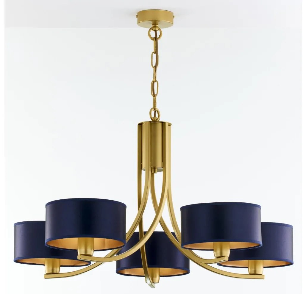 Jupiter 2094 - Żyrandol na łańcuchu ARTHUR 5xE27/15W/230V niebieski/złoty