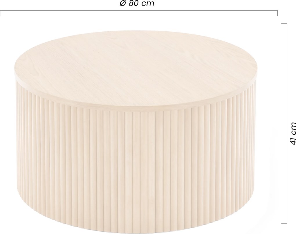 Stolik kawowy okrągły Tamis 80 cm - naturalny