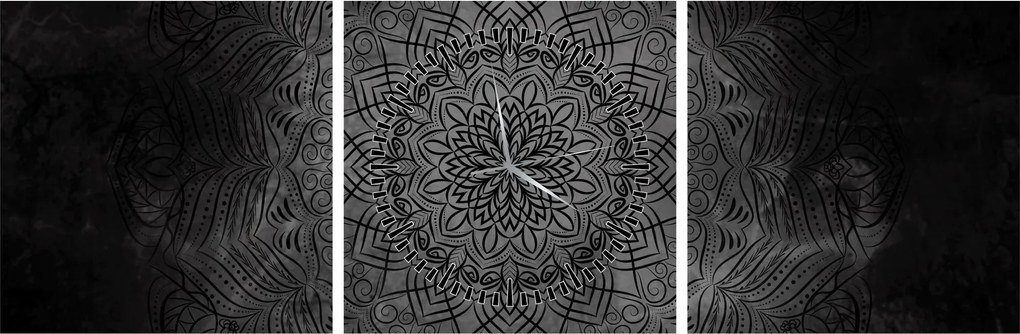 Obraz - Mistyczna mandala (z zegarem) (90x30 cm)