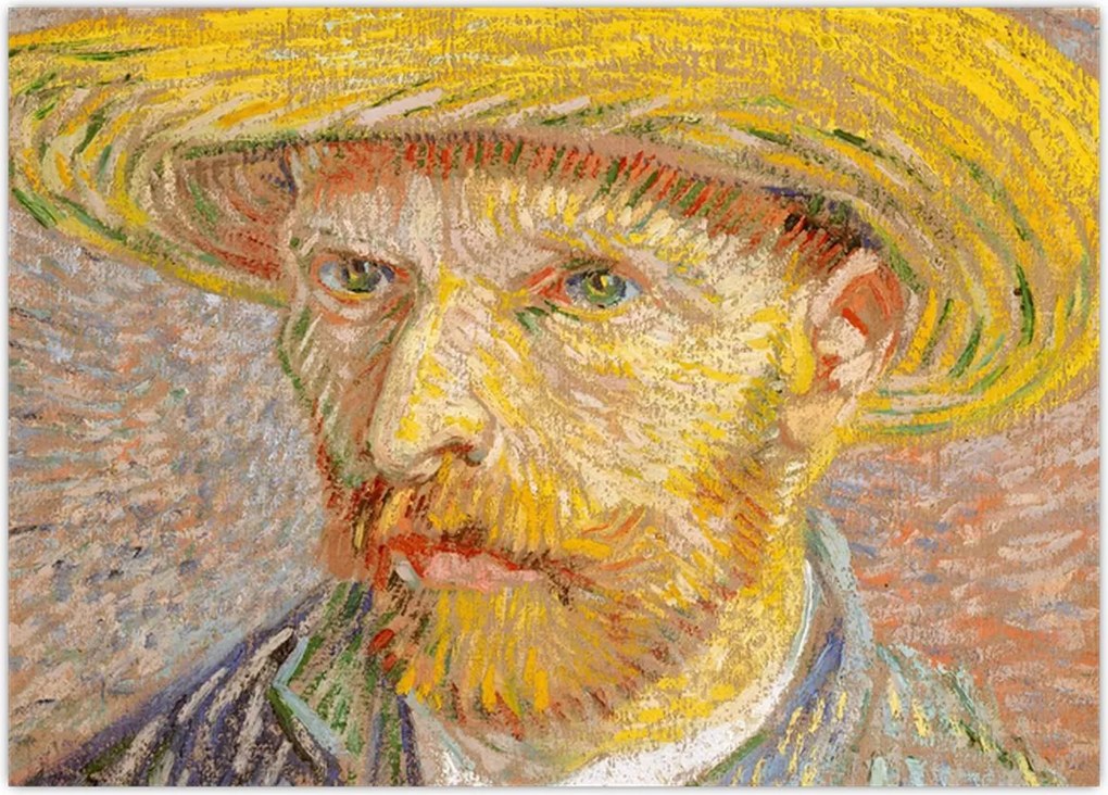 Obraz - Vincent van Gogh, Self-Portrait with a Straw Hat (The Potato Peeler), reprodukcje (70x50 cm)