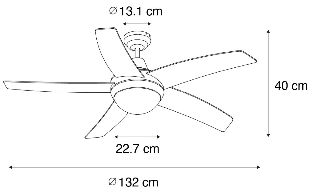 Inteligentny Wentylator sufitowy z lampą biały z drewnianym nadrukiem 132 cm z LED z możliwością ściemniania z pilotem - Cool Nowoczesny Oswietlenie wewnetrzne