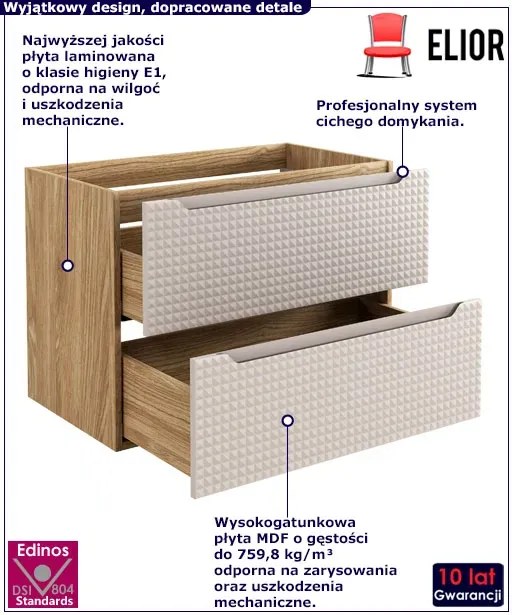 Beżowa szafka łazienkowa z szufladami 80 cm R0-K58