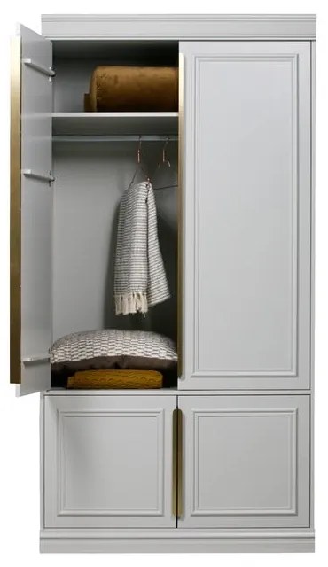 Jasnoszara szafa z litego drewna sosnowego 110x215 cm Organize – BePureHome