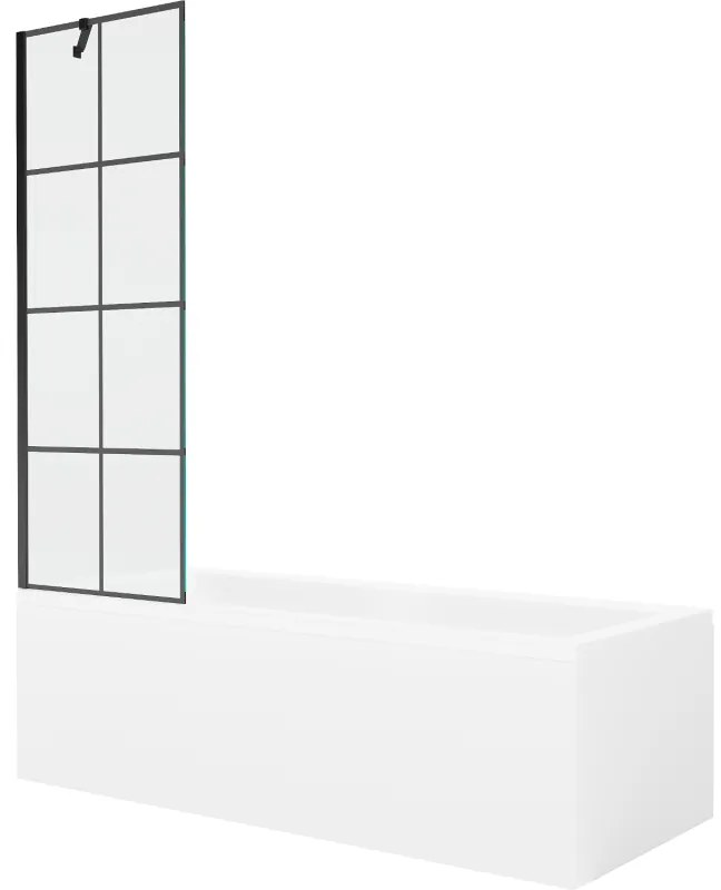 Mexen Cubik wanna prostokątna 160 x 70 cm z obudową i parawanem 1-skrzydłowym 60 cm, czarny wzór - 550316070X9506007077