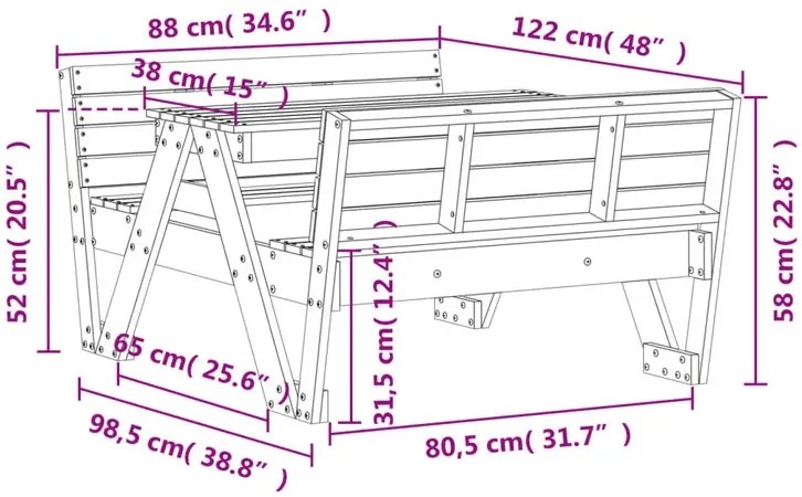 Klasyczny zestaw piknikowy dla dzieci drewno daglezjowe H2-T24