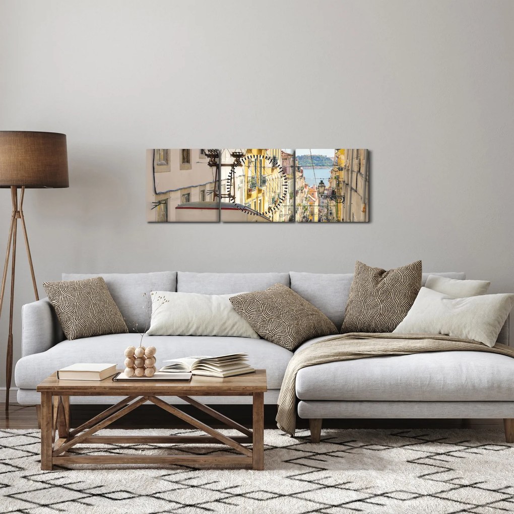 Obraz - Lizbona (z zegarem) (90x30 cm)