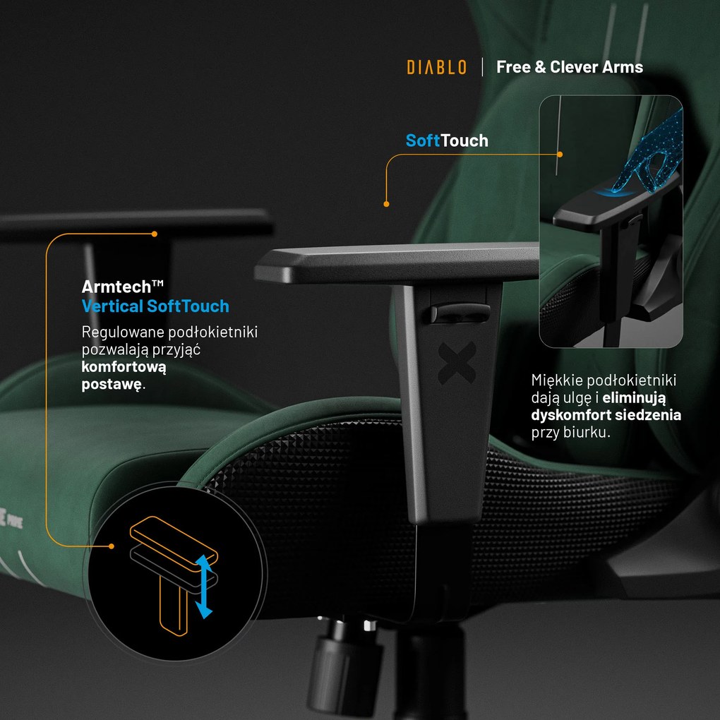 Fotel Diablo X.One Prime, Forest Green, Normal Size