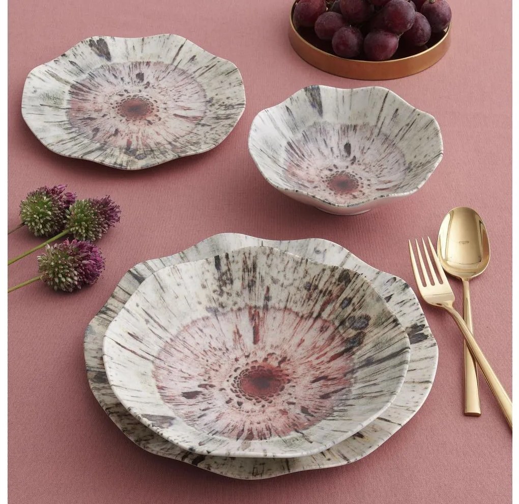 24-częściowy zestaw obiadowy, wielobarwny, porcelana